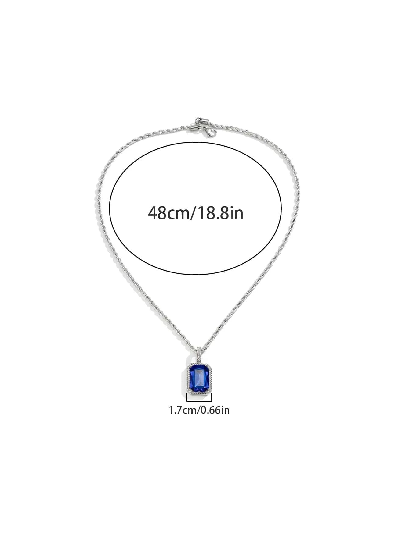 Collar plateado con dije de piedra azul en acero inoxidable