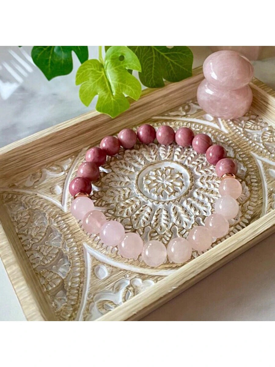 Pulsera de cuentas jaspe y cuarzo rosa