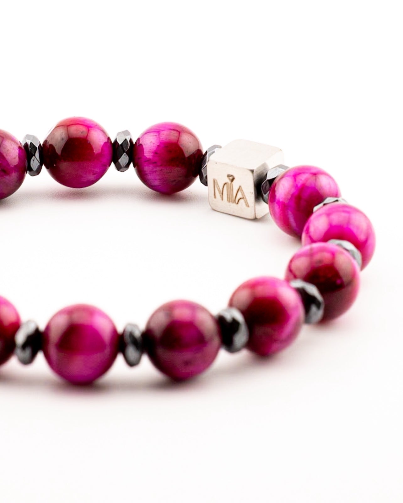 Pulsera Mia Signature Dracarys Ojo de tigre Fucsia