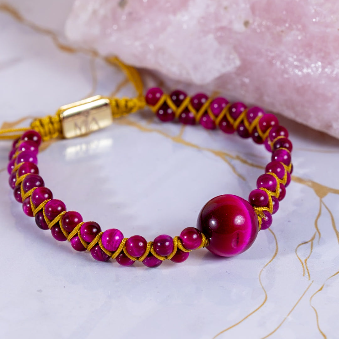 Pulsera Mia Signature Ojo de Tigre Rosado