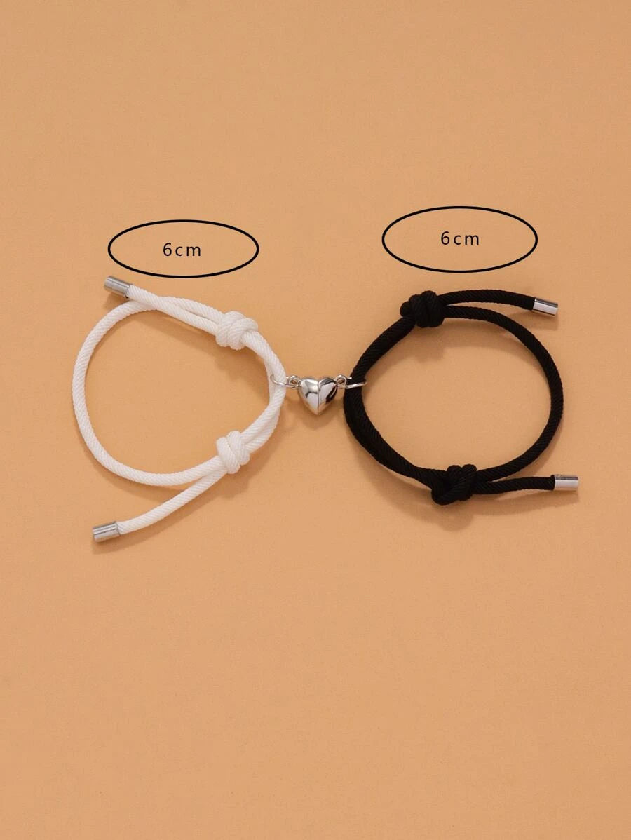 Pulsera para parejas magnético con accesorio de corazón