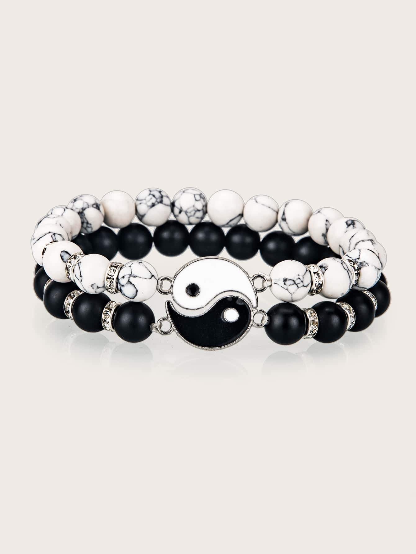 Pulsera con cuenta con diseño de Yin Yang 2 piezas