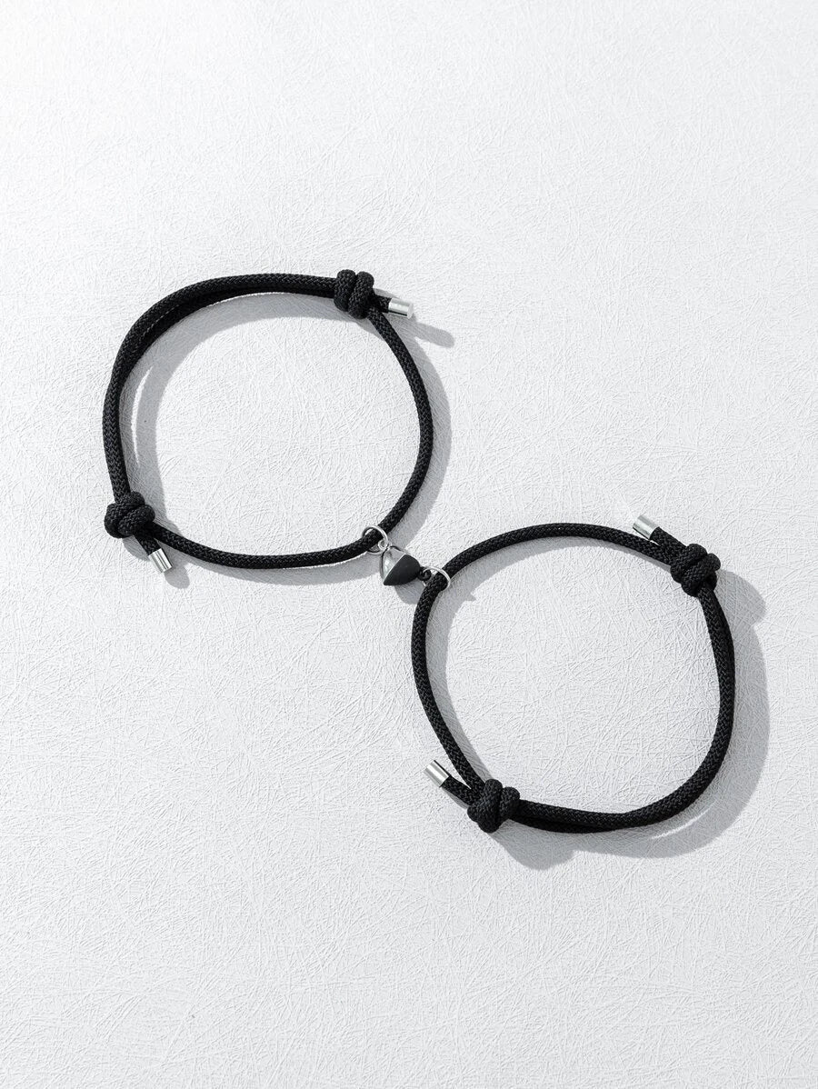 Pulseras de 2 piezas para parejas magnetico con adorno de corazón