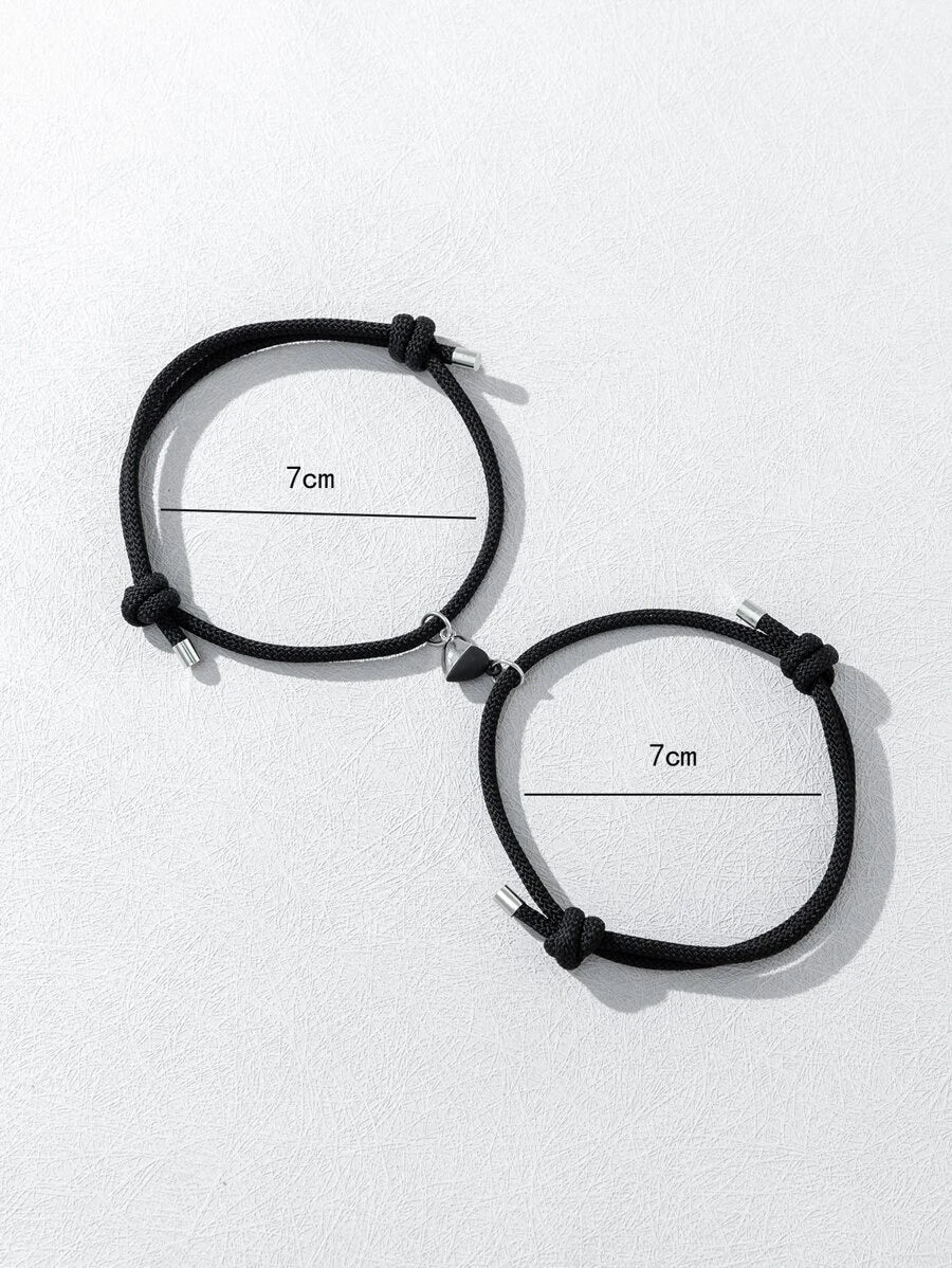 Pulseras de 2 piezas para parejas magnetico con adorno de corazón