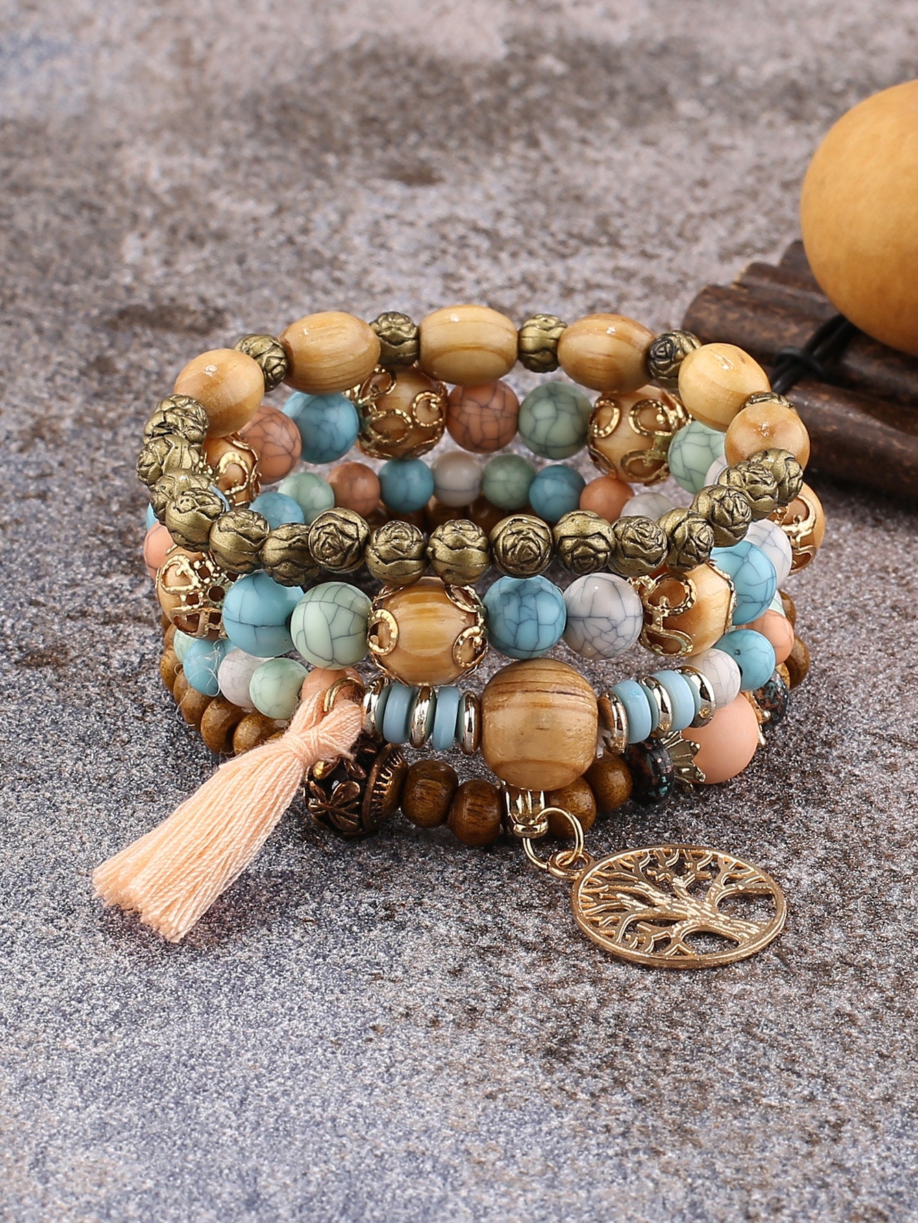 Set de Pulseras con cuentas y árbol de la vida