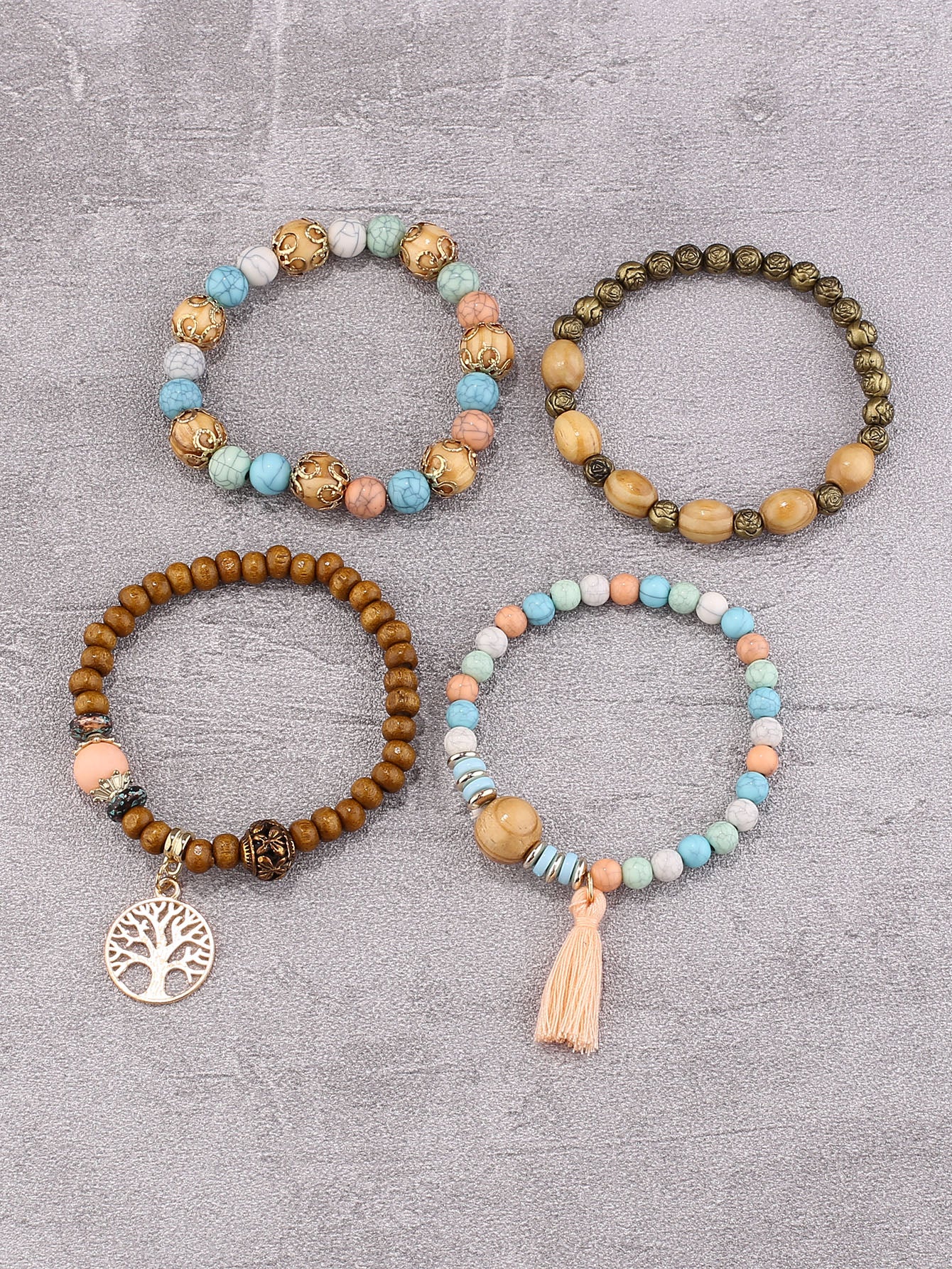 Set de Pulseras con cuentas y árbol de la vida