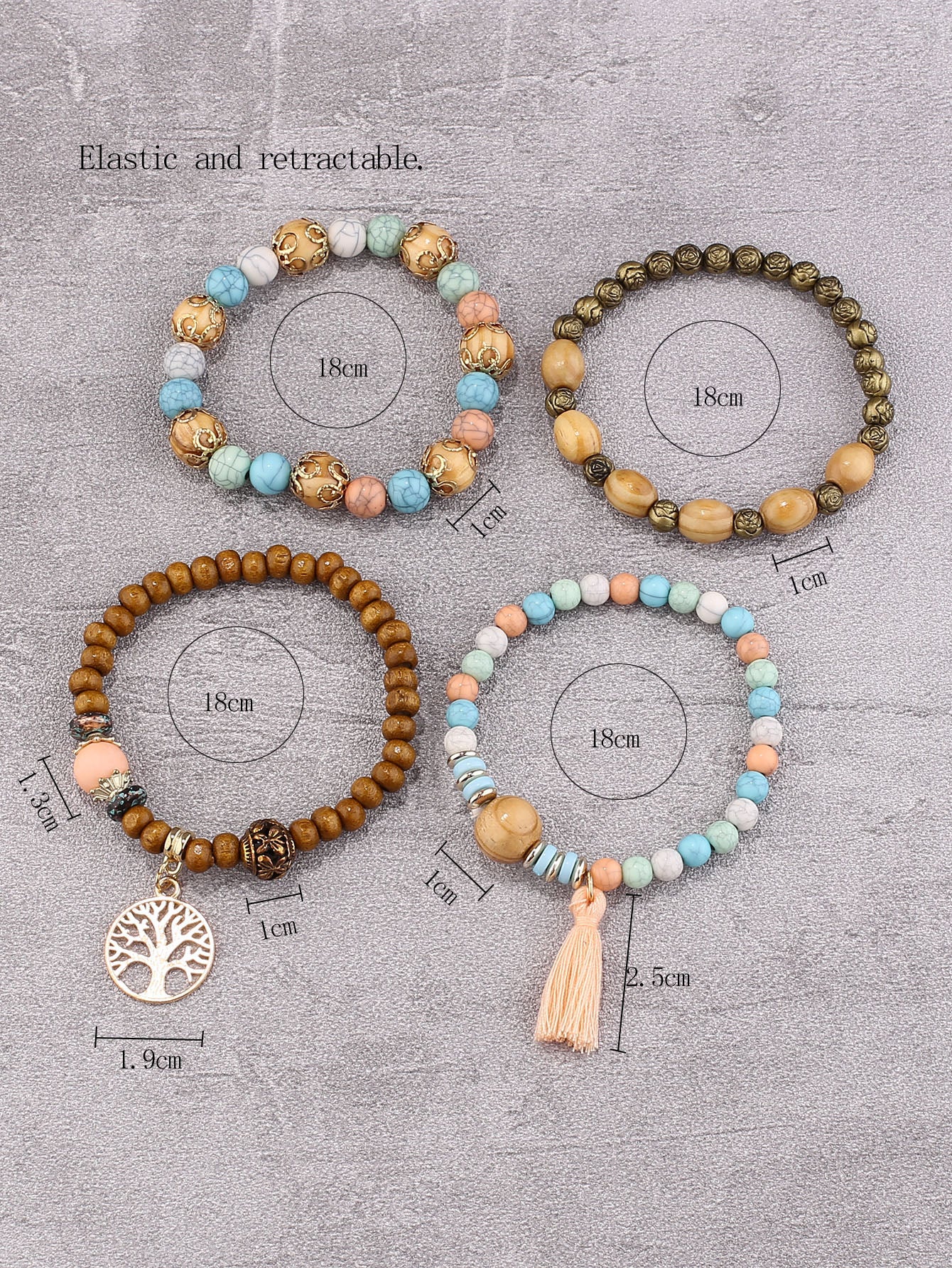 Set de Pulseras con cuentas y árbol de la vida