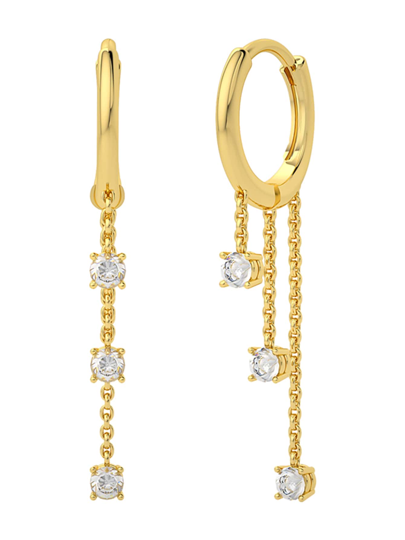 Pendientes largos en Plata 925 con baño de Oro de 14kl