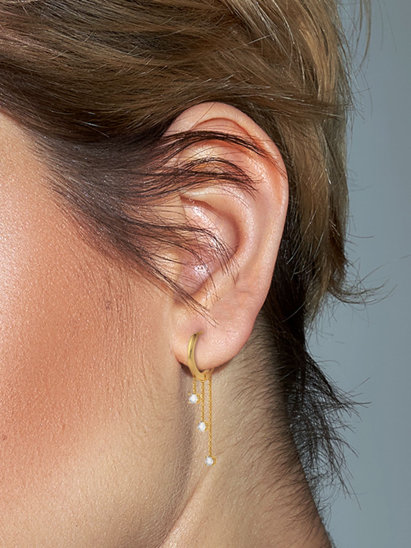 Pendientes largos en Plata 925 con baño de Oro de 14kl