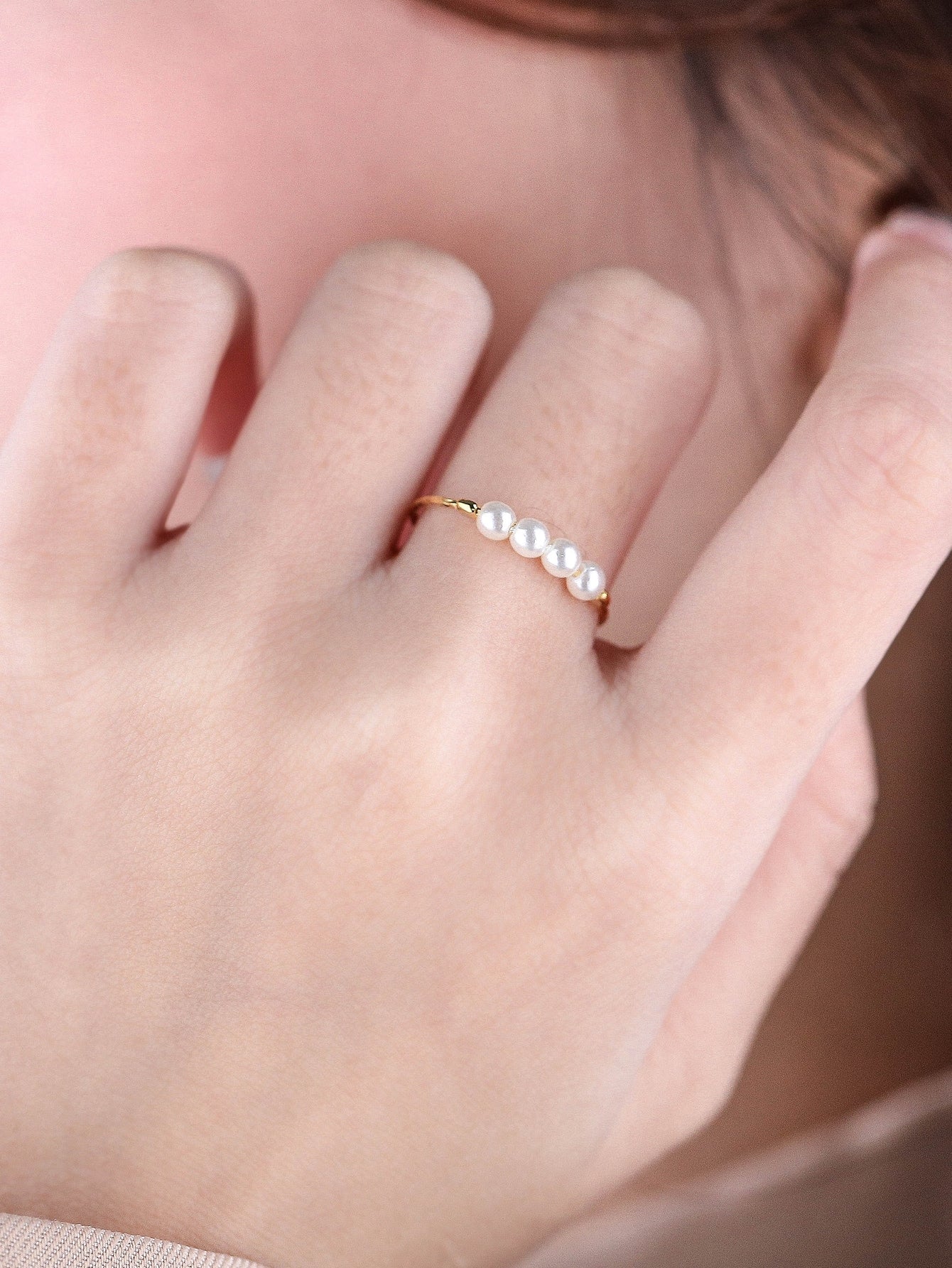 Anillo de plata con adorno de Perlas de Imitación