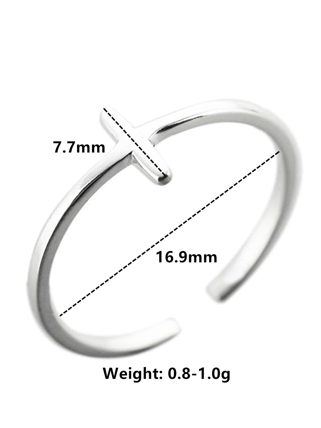 Anillo de Cruz ajustable en Plata de ley 925