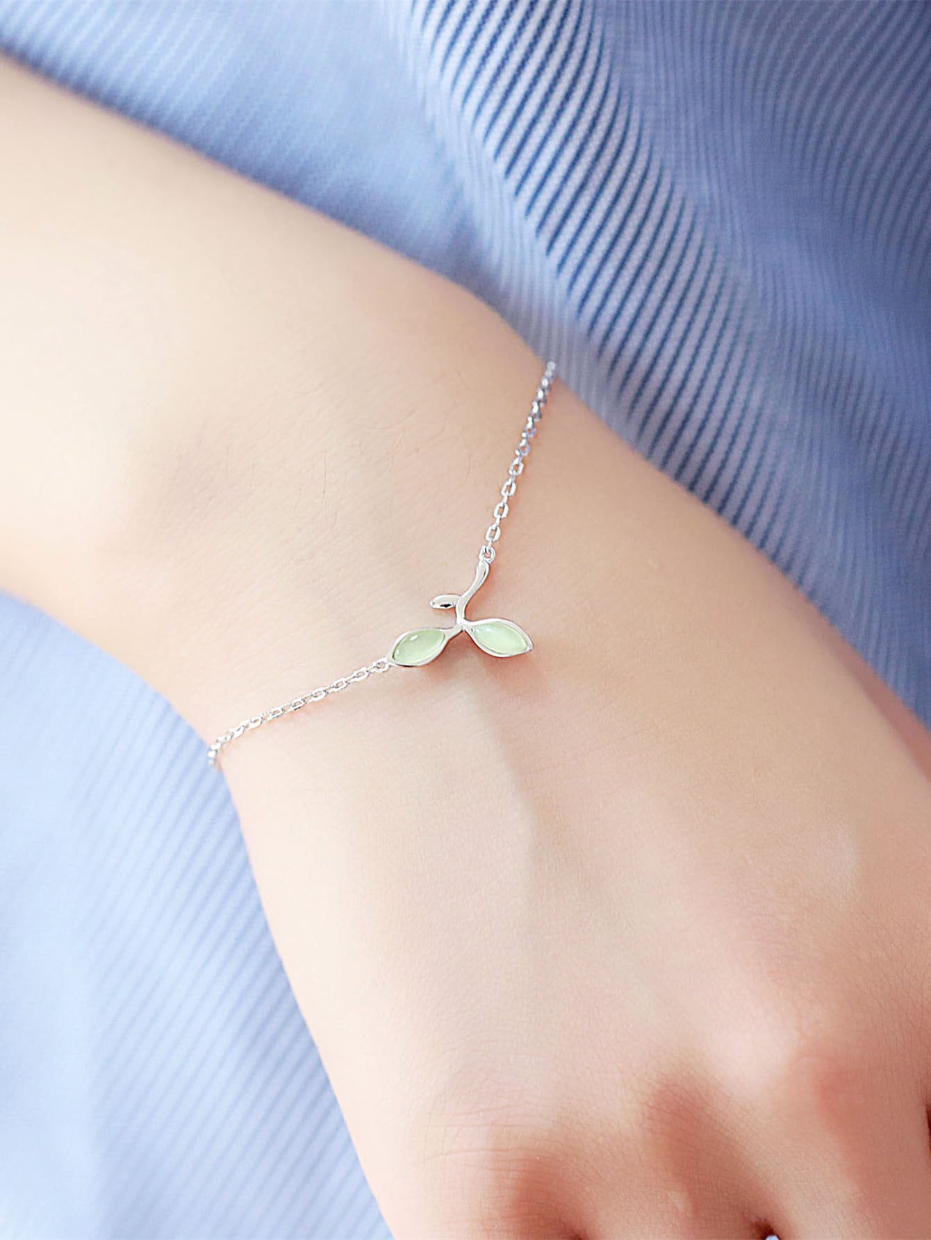 Pulsera en Plata 925 con diseño de Hojas plateada
