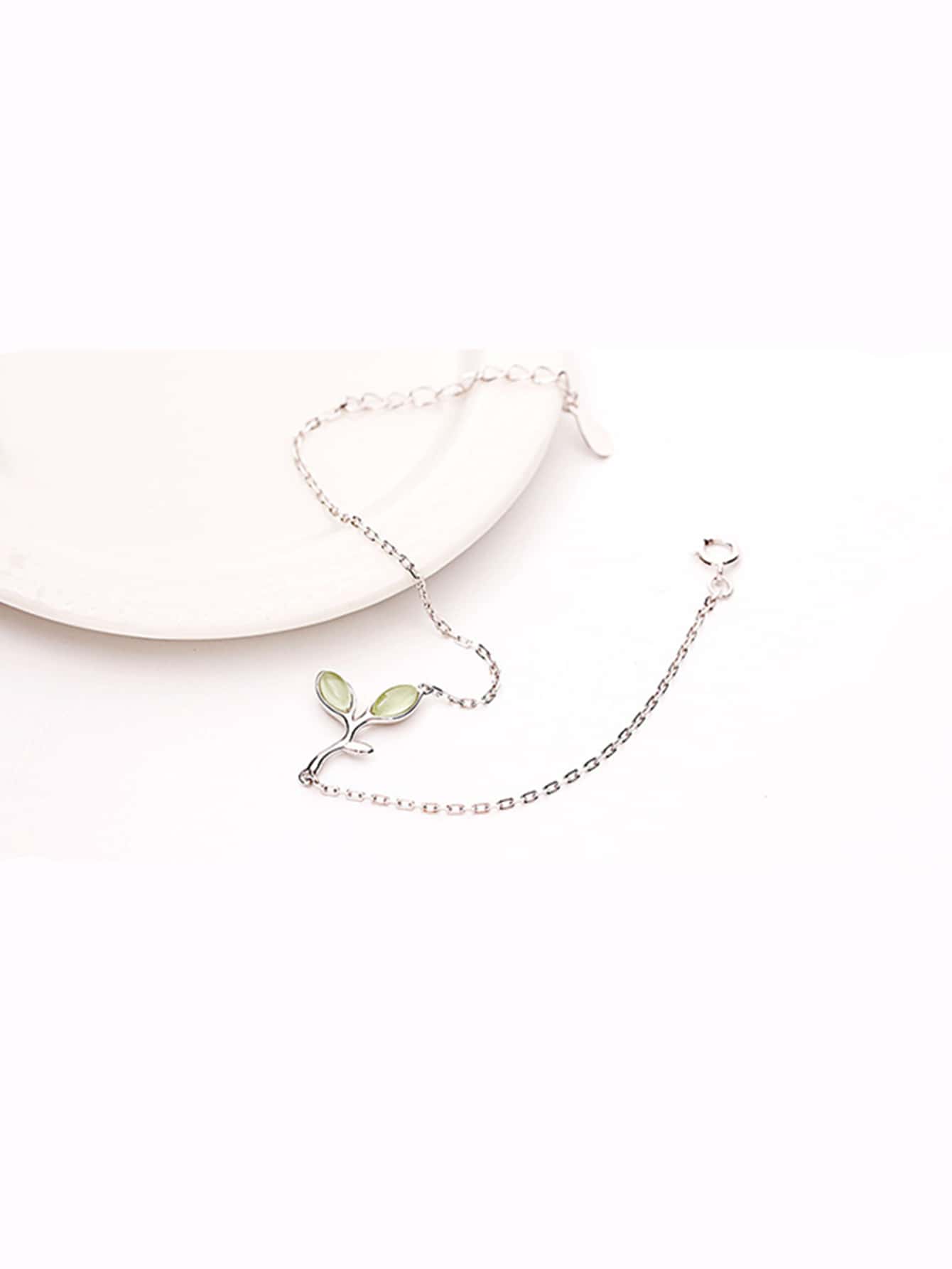 Pulsera en Plata 925 con diseño de Hojas plateada