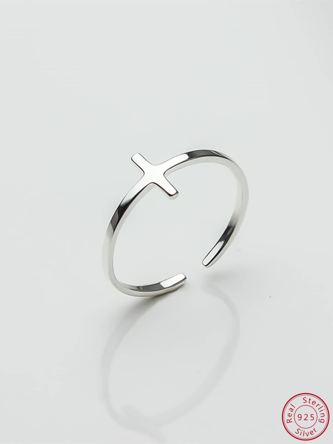 Anillo de Cruz ajustable en Plata de ley 925