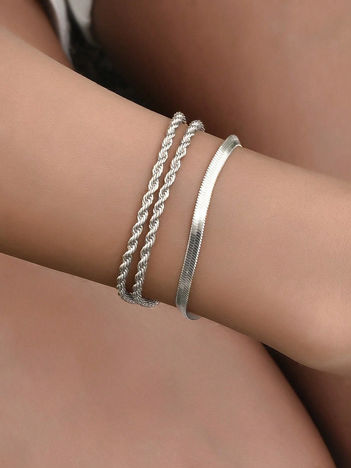 Set de pulseras 3 piezas Minimalistas en Acero Inoxidable, Trío de pulseras