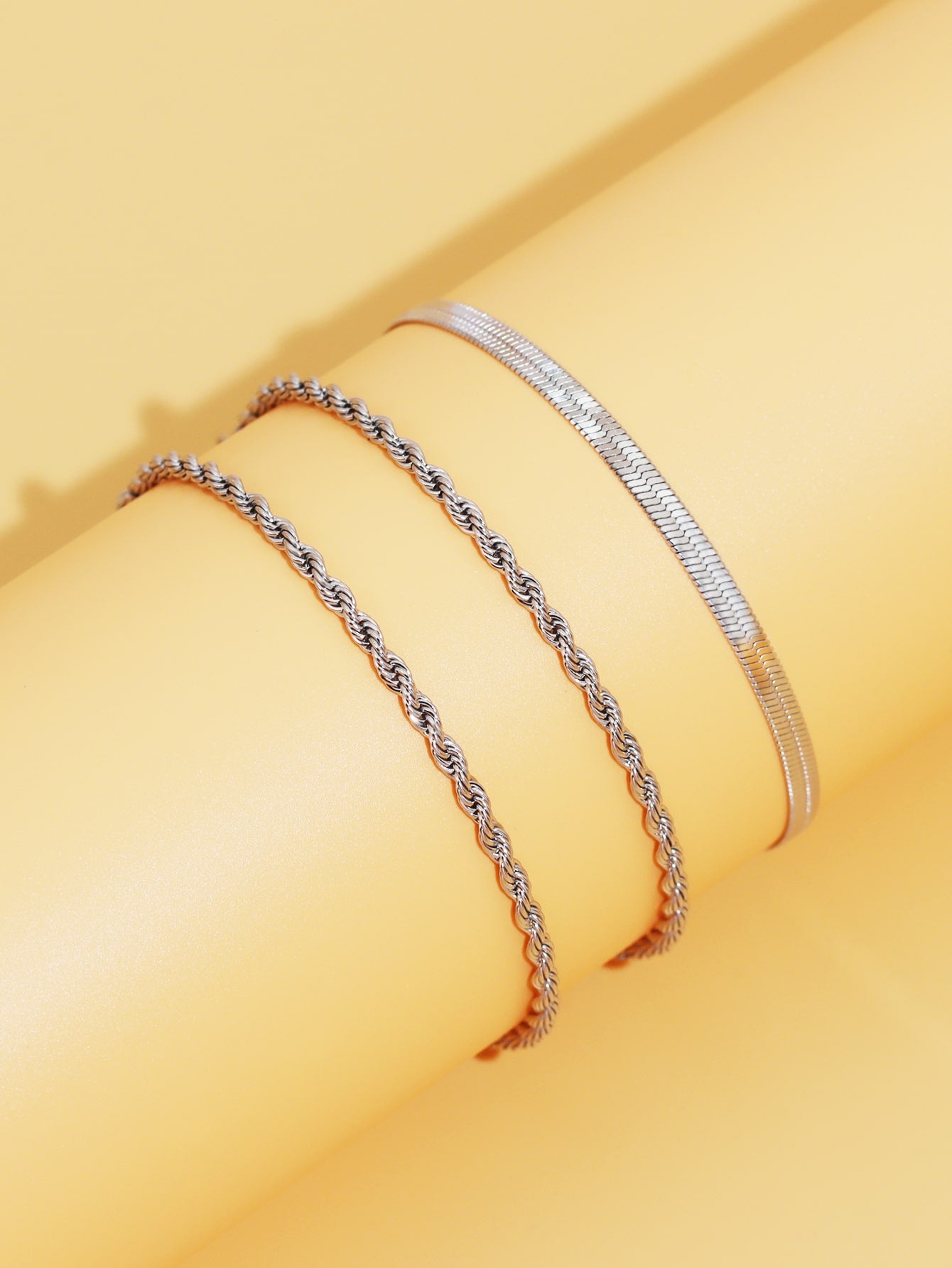 Set de pulseras 3 piezas Minimalistas en Acero Inoxidable, Trío de pulseras