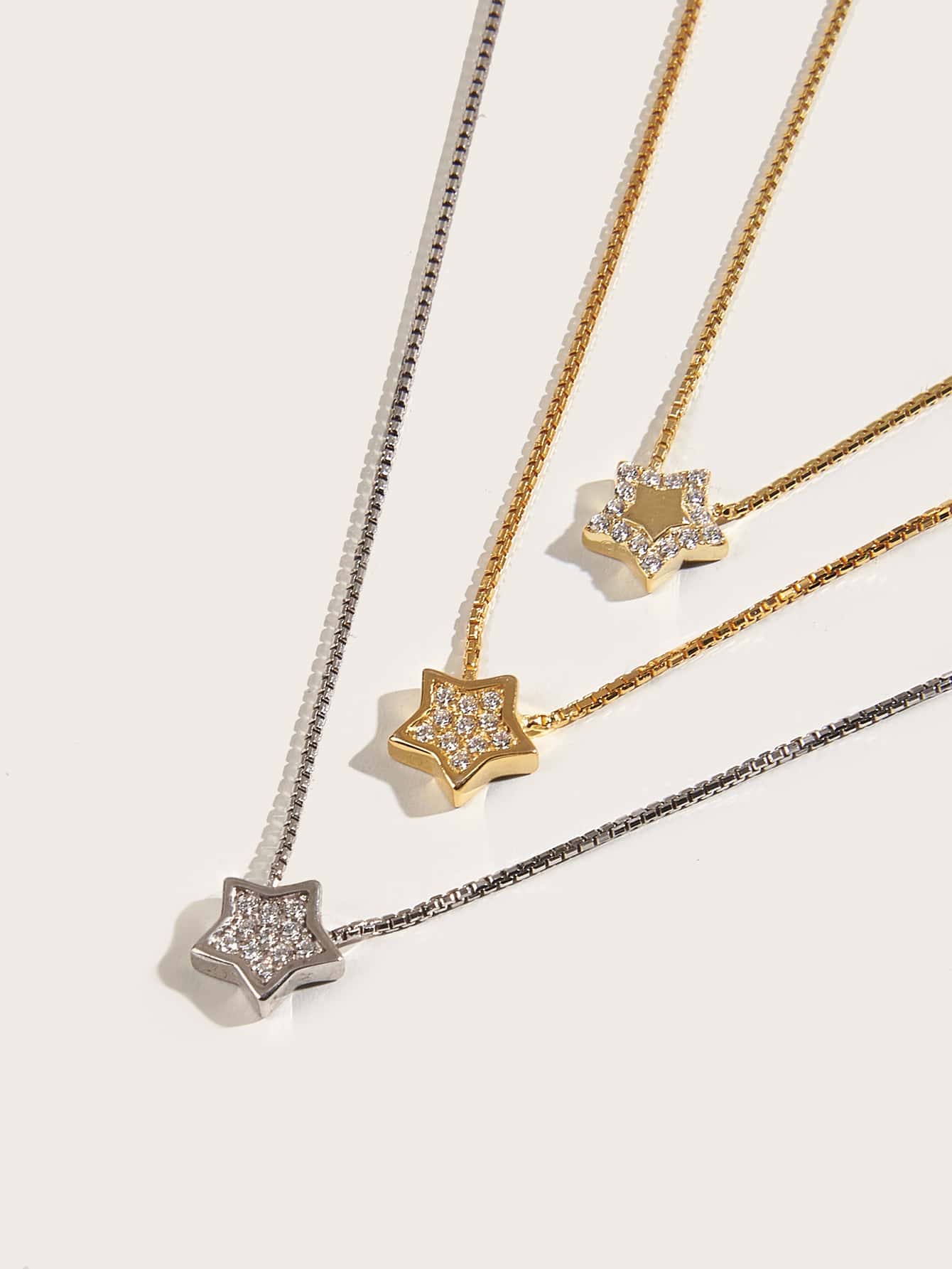 Collar de Plata con dije de estrella Dorado