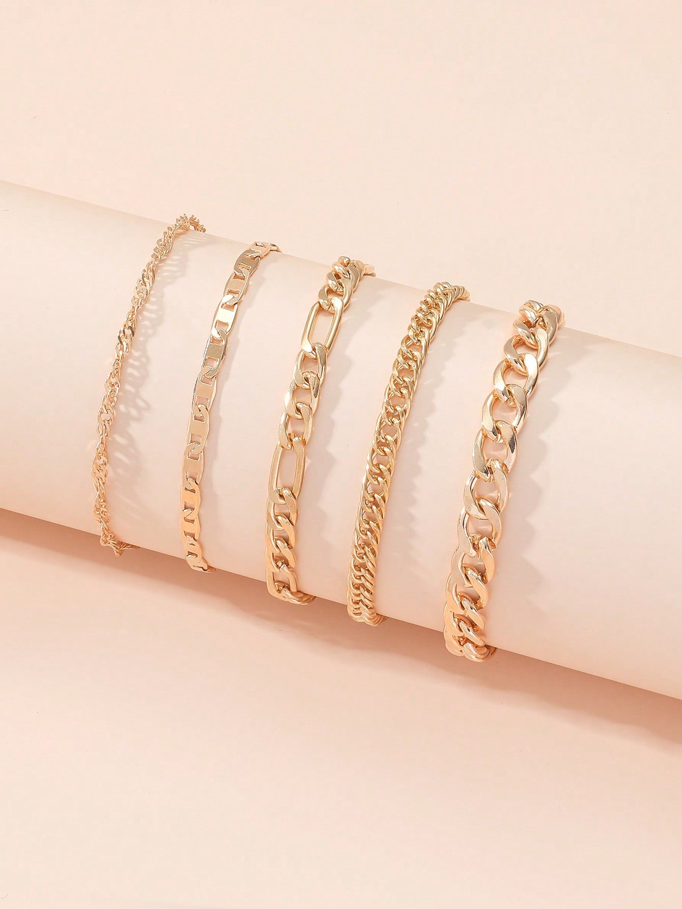 Set de Tobillera en Acero Inoxidable Dorado