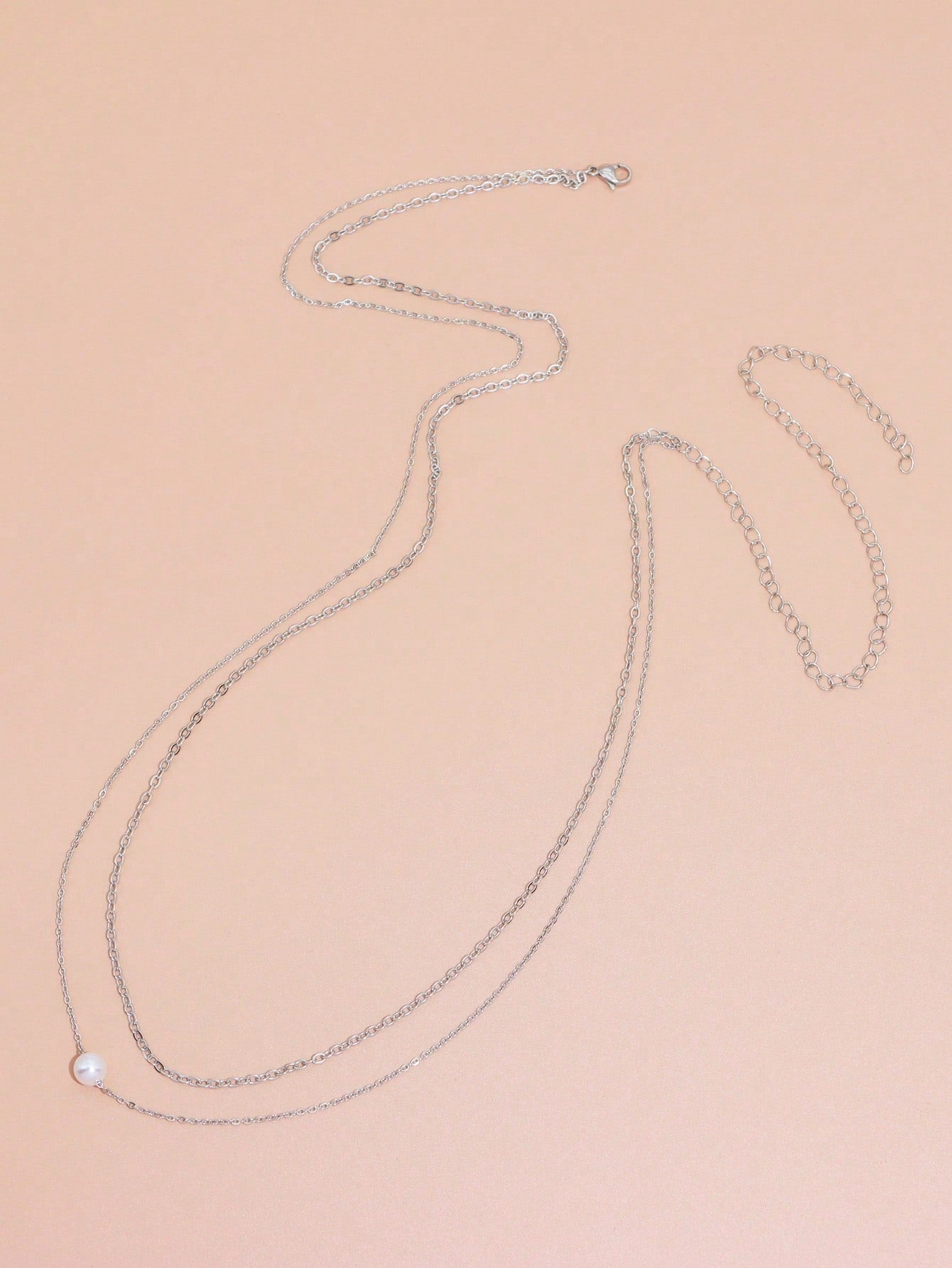 Cadena para la cintura con decoración de perlas de imitación en Acero Inoxidable plateado