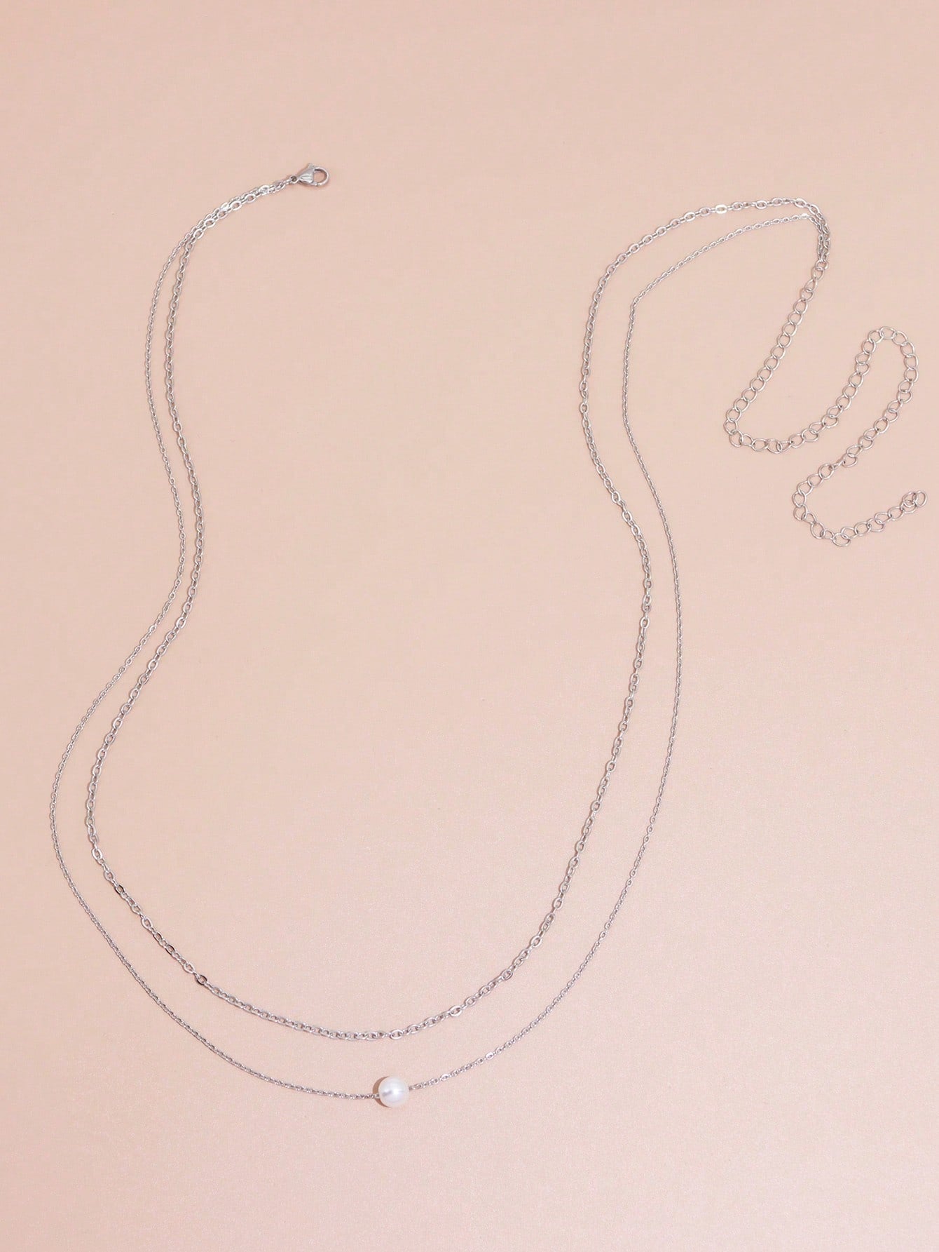Cadena para la cintura con decoración de perlas de imitación en Acero Inoxidable plateado