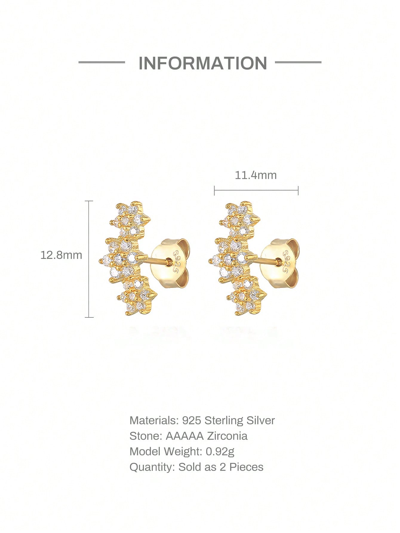 Pendientes de Plata con baño de Oro de 14kl y Circonia cúbica