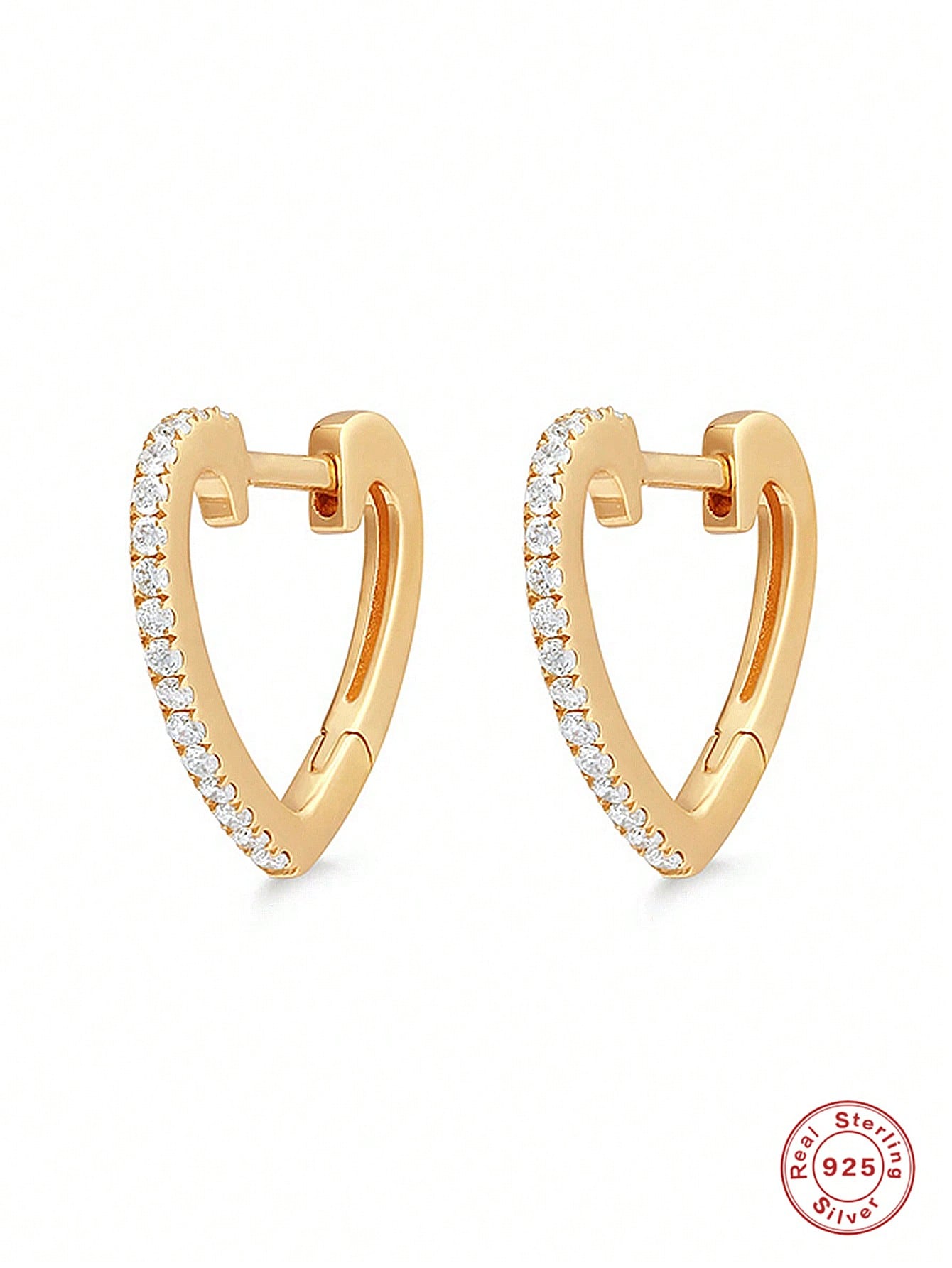 Pendientes con diseño de corazón en Plata 925 y baño de Oro de 14kl