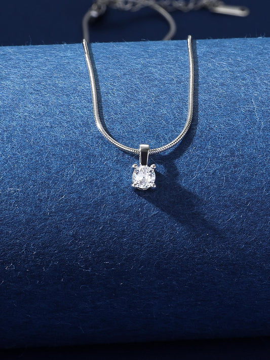 Collar con piedra de circonio en acero inoxidable