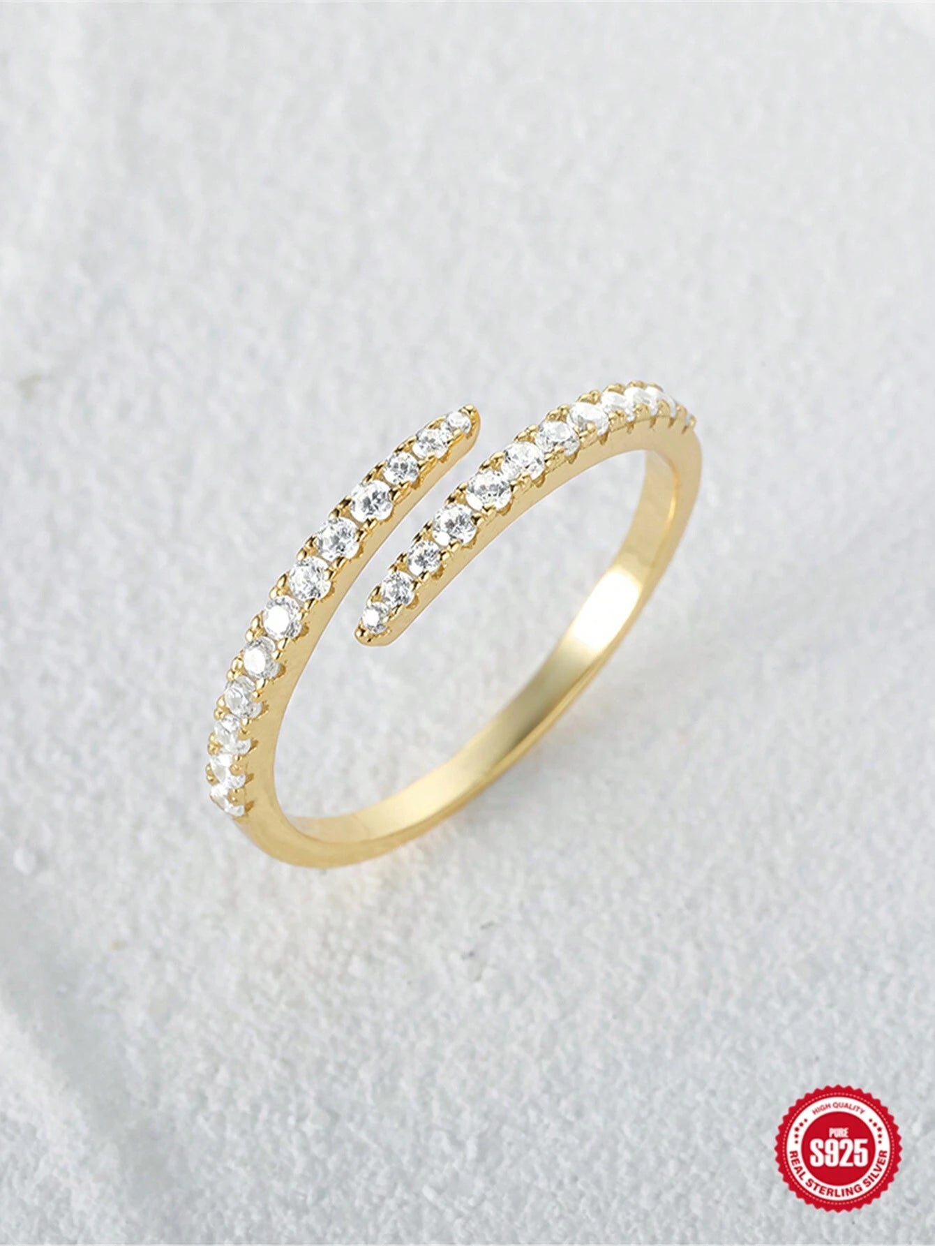 Anillo plata 925 dorado con piedras ajustable