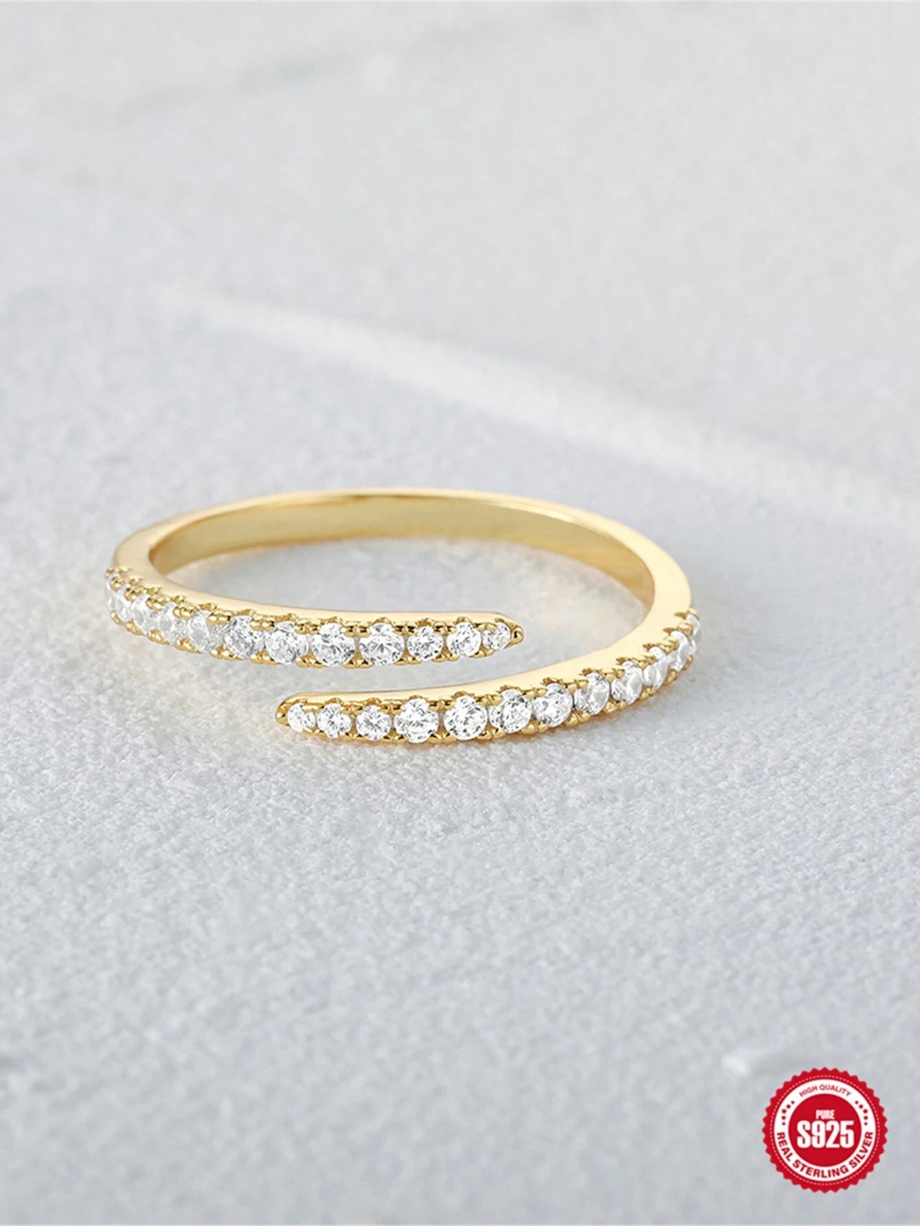 Anillo plata 925 dorado con piedras ajustable