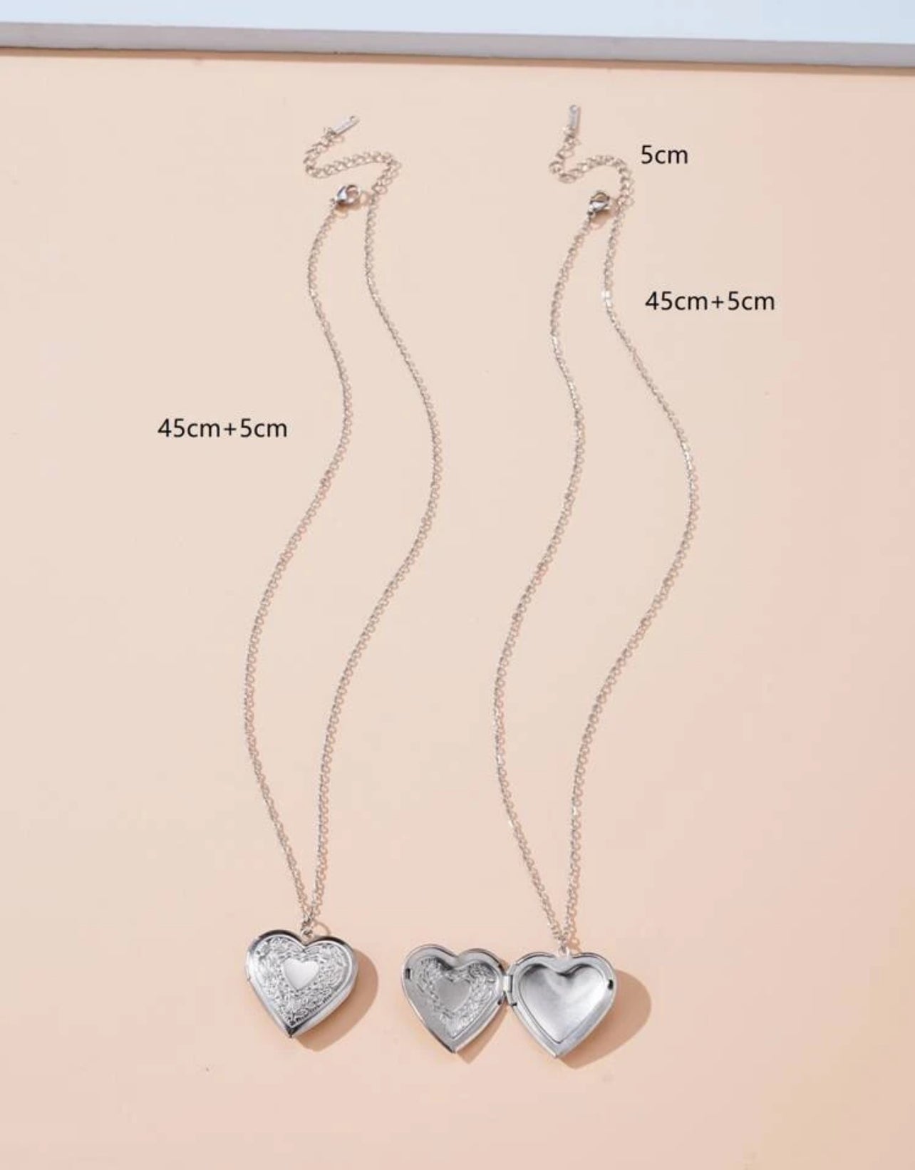 Set de collar relicario corazón 2 piezas para parejas