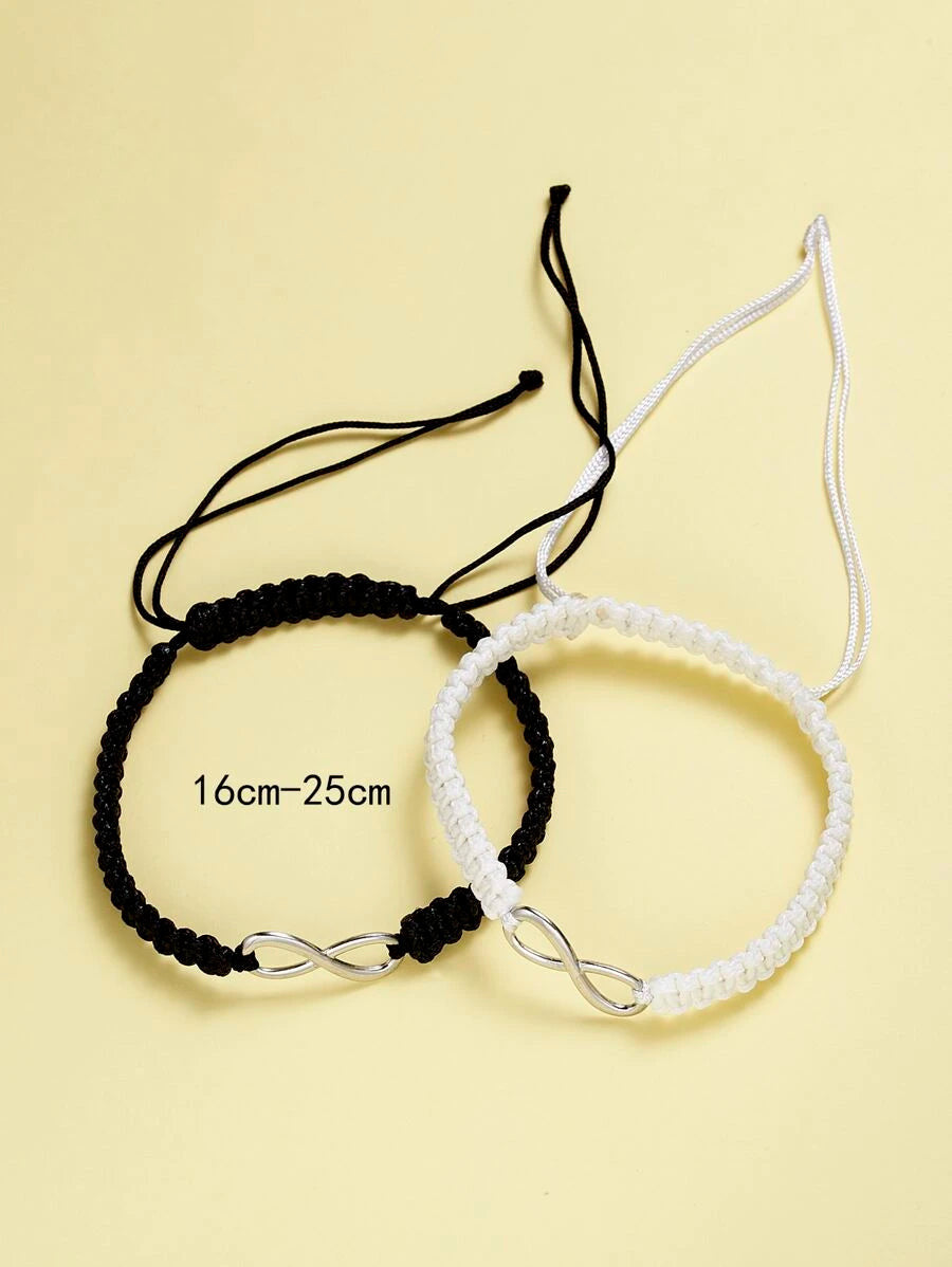 Pulsera 2 piezas brazalete infinito trenzado pareja