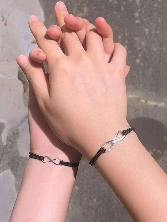 Pulsera para parejas simbolo infinito 2 piezas negra