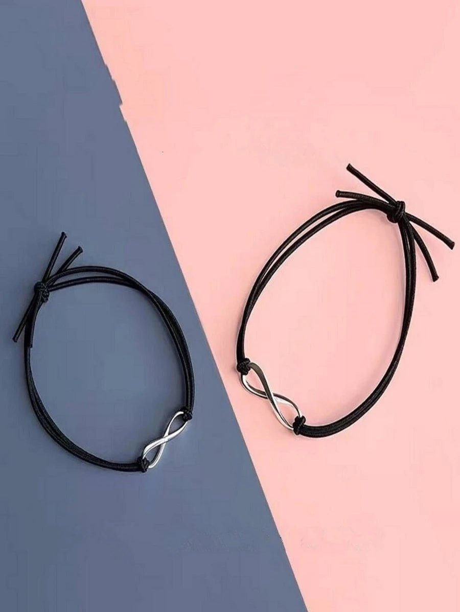 Pulsera para parejas simbolo infinito 2 piezas negra