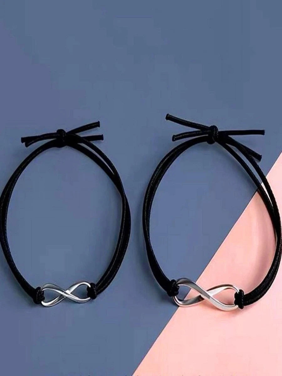 Pulsera para parejas simbolo infinito 2 piezas negra