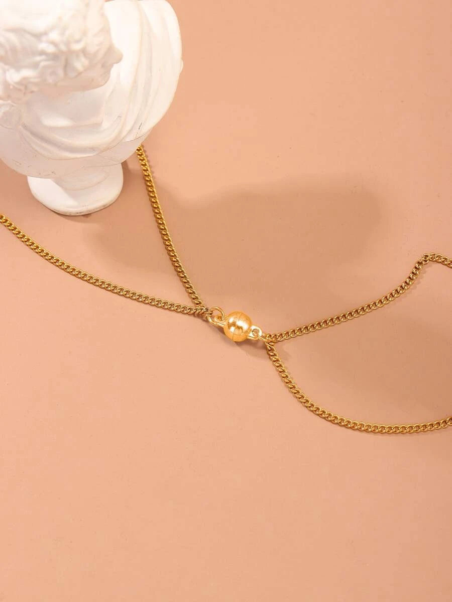 Pulsera minimalista para parejas magnético dorado