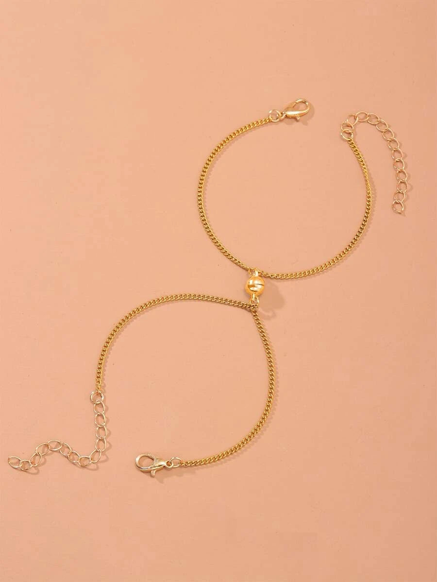 Pulsera minimalista para parejas magnético dorado