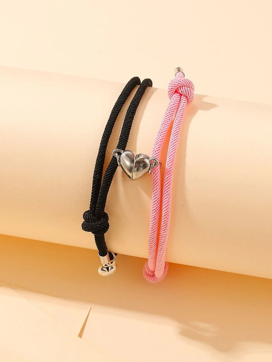 Pulsera para parejas con corazón magnético