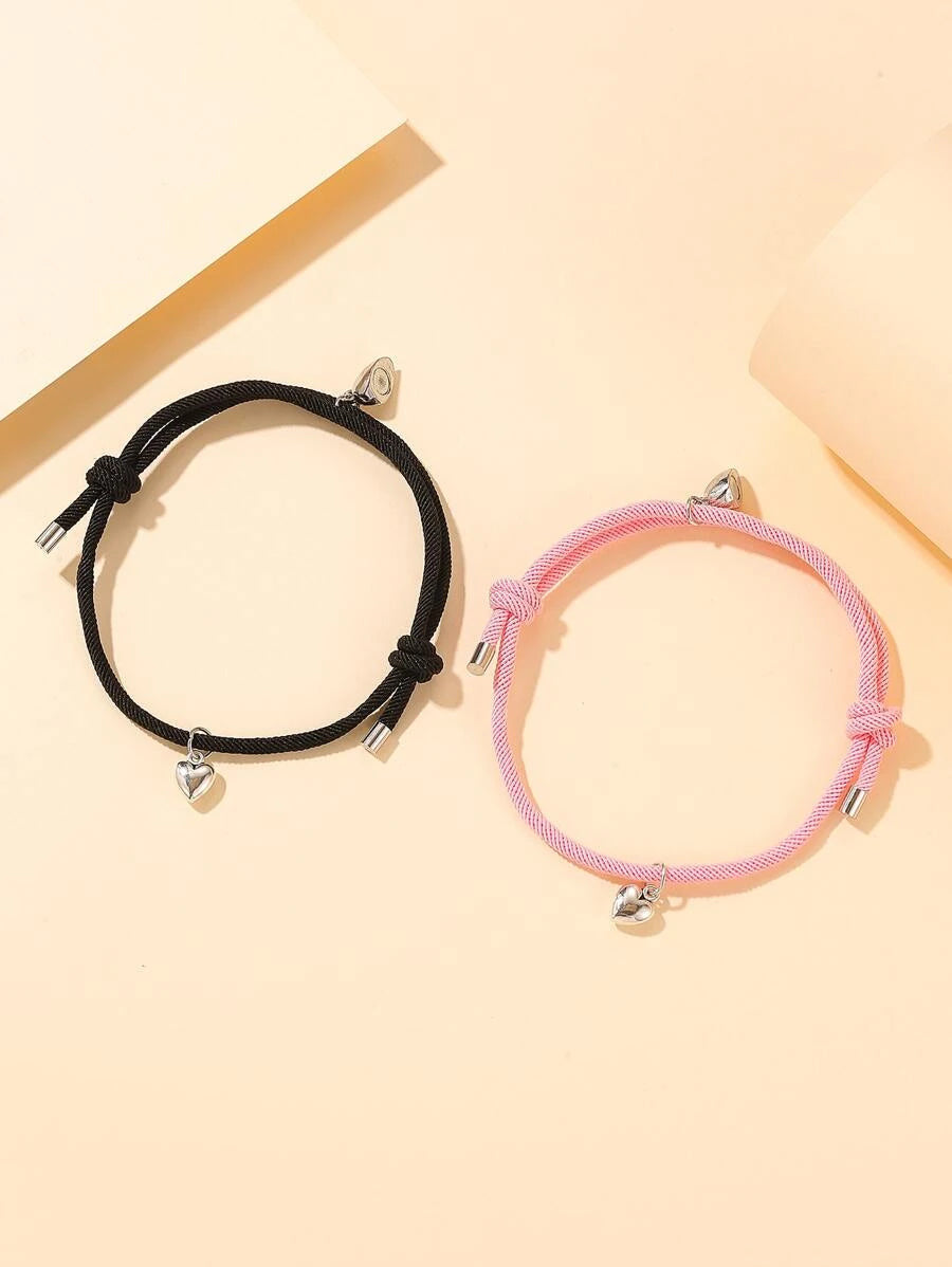 Pulsera para parejas con corazón magnético