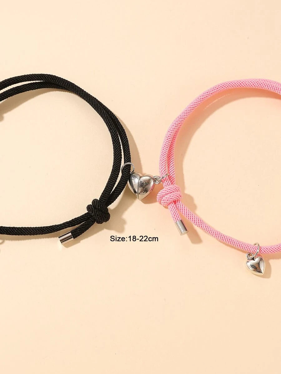 Pulsera para parejas con corazón magnético