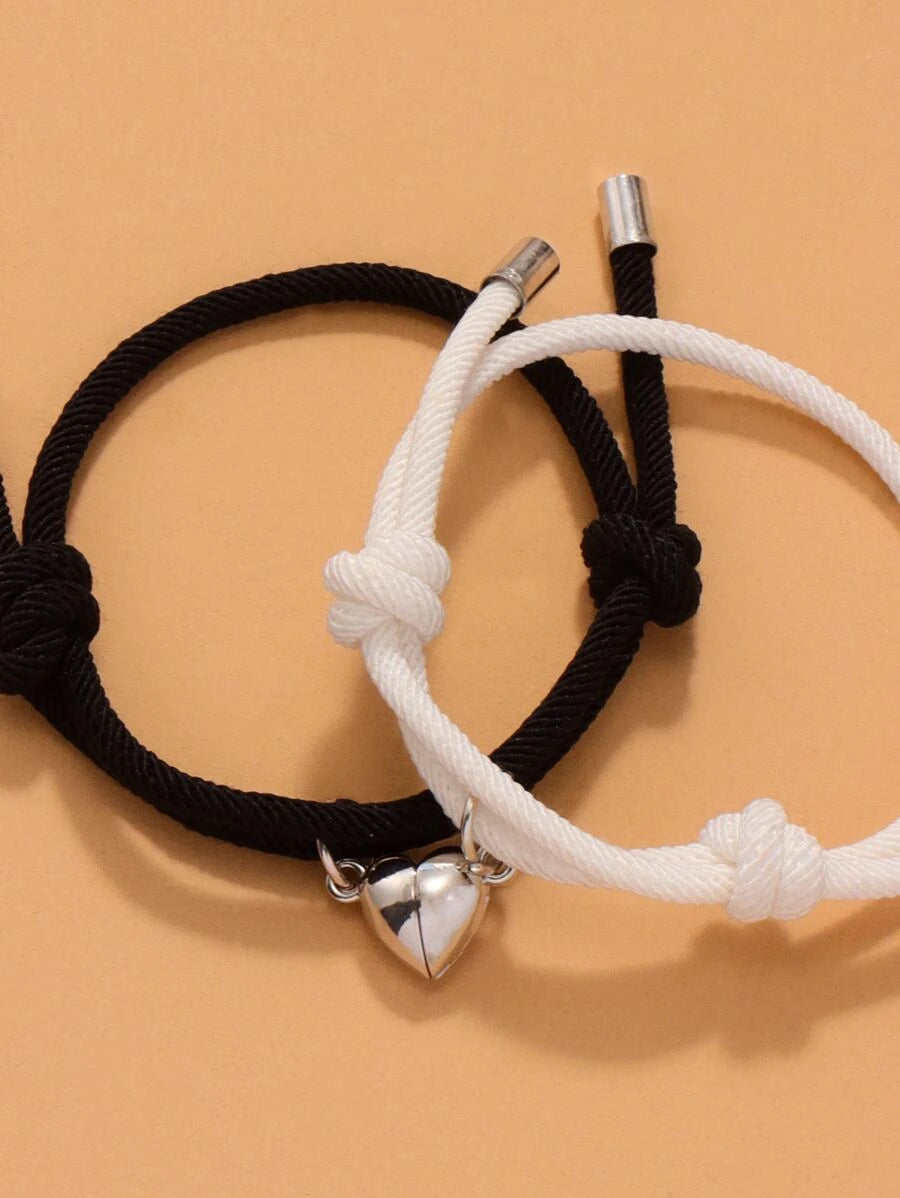 Pulsera para parejas magnético con accesorio de corazón