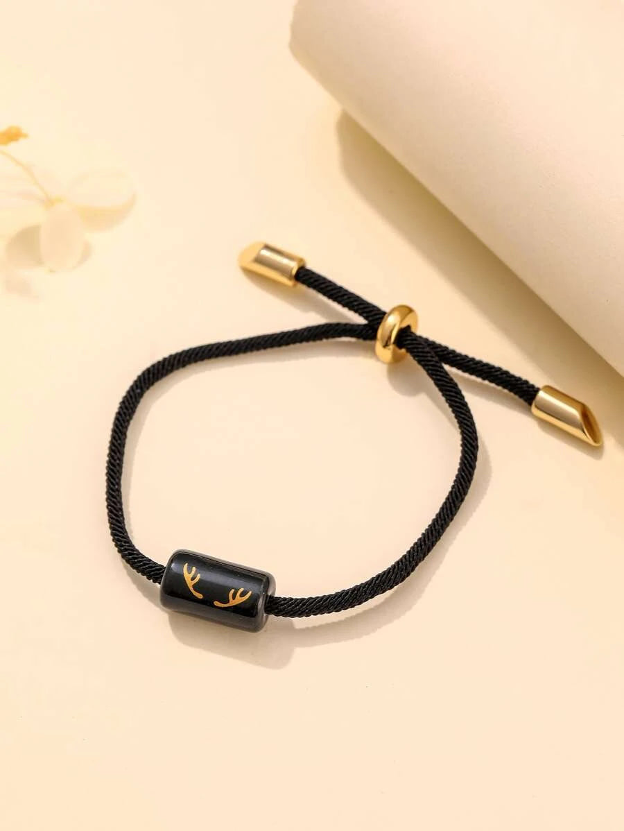 Pulsera 2 piezas para parejas de cuerda con detalle dorado