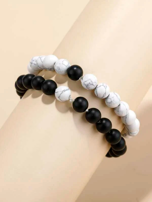 Pulsera de pareja set 2 piezas Blanco y Negro