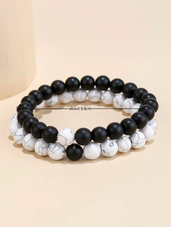 Pulsera de pareja set 2 piezas Blanco y Negro