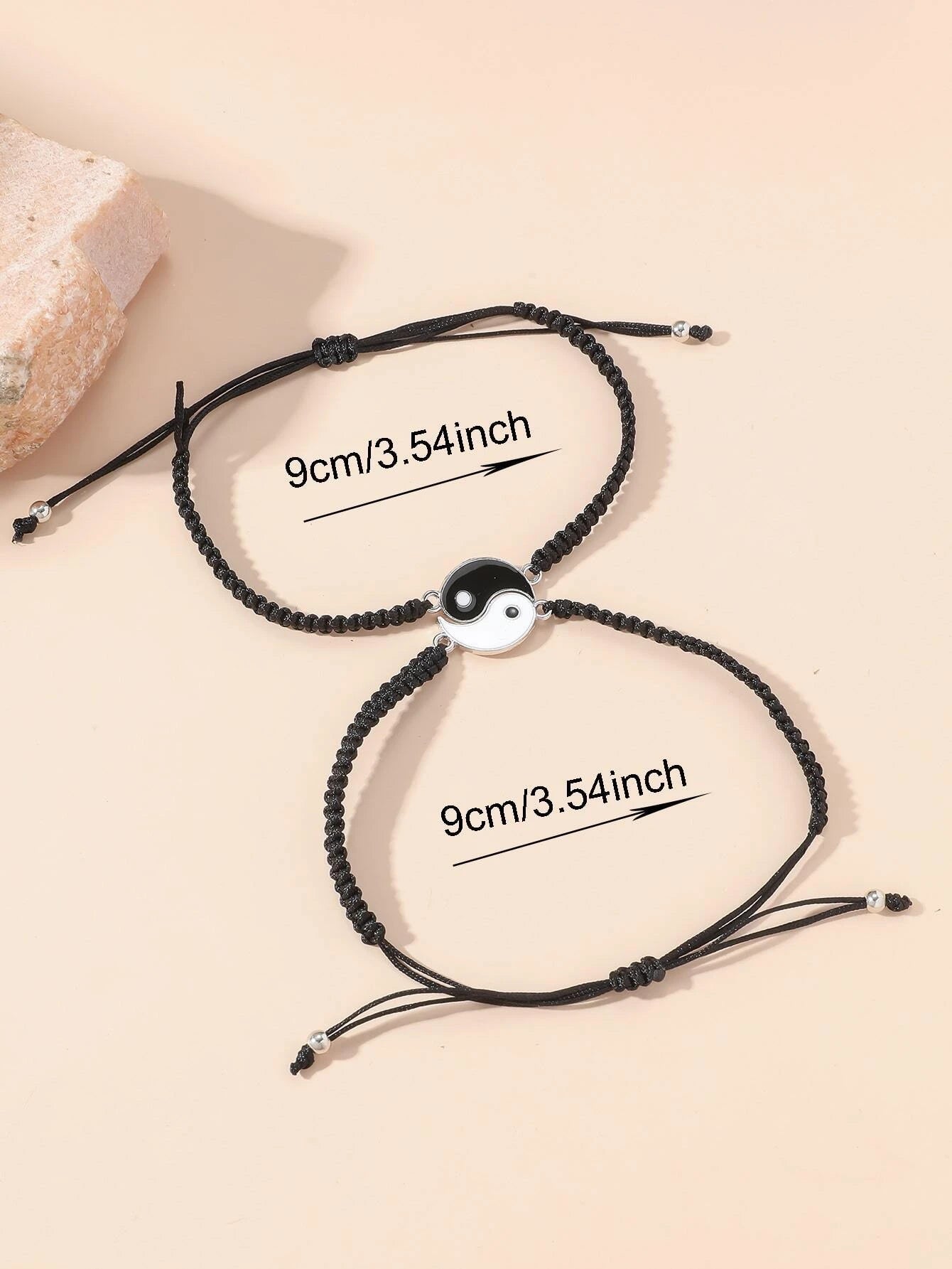 Pulsera para parejas negra Yin Yang