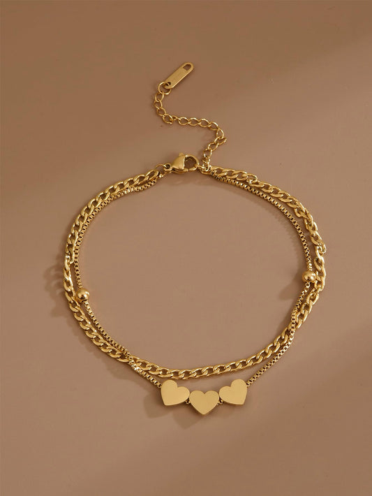 Pulsera de Corazones en acero  Inoxidable Dorado