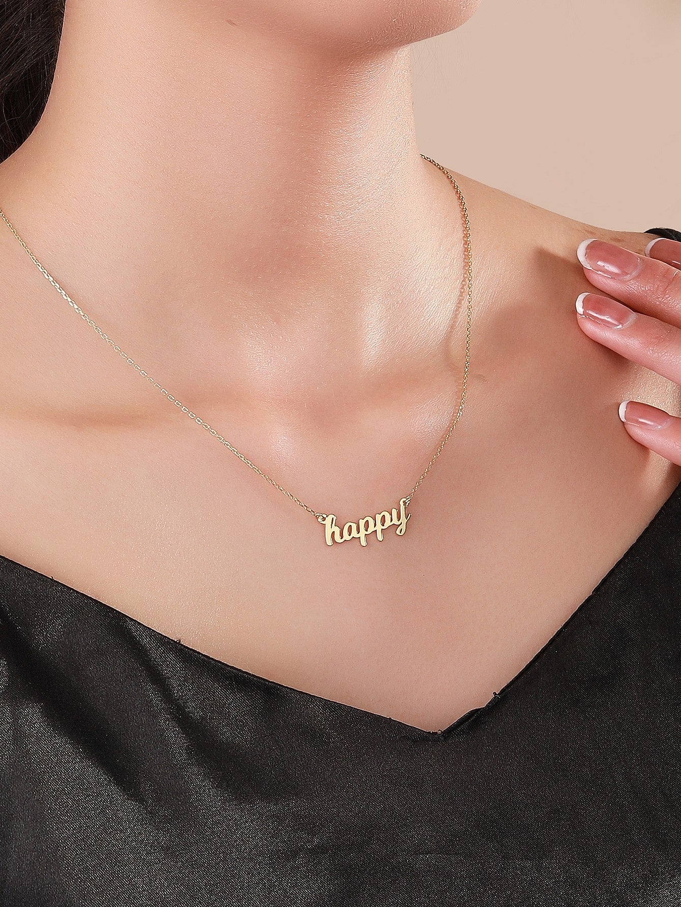 Collar Happy en Plata con baño de Oro de 14Kl