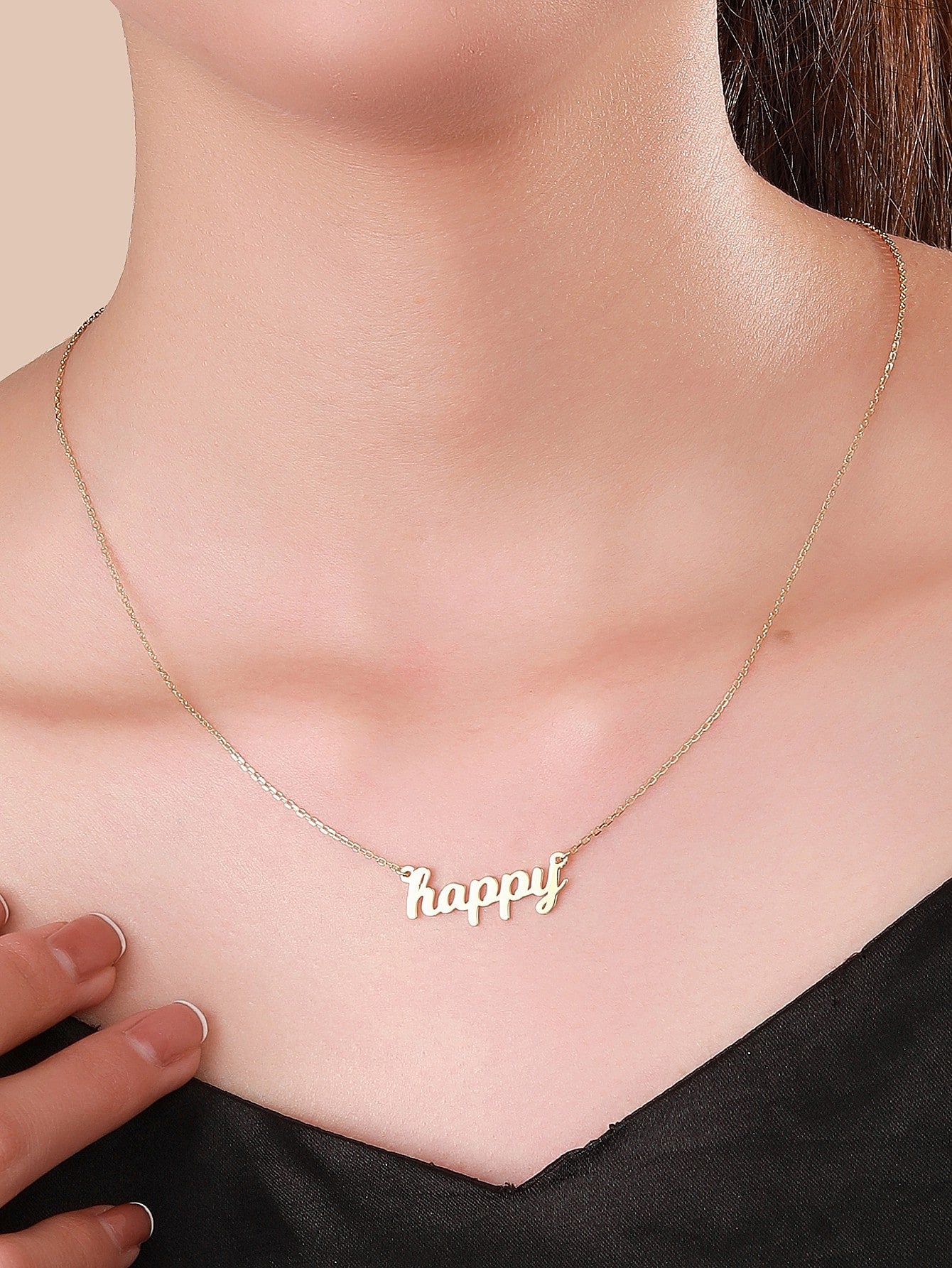 Collar Happy en Plata con baño de Oro de 14Kl