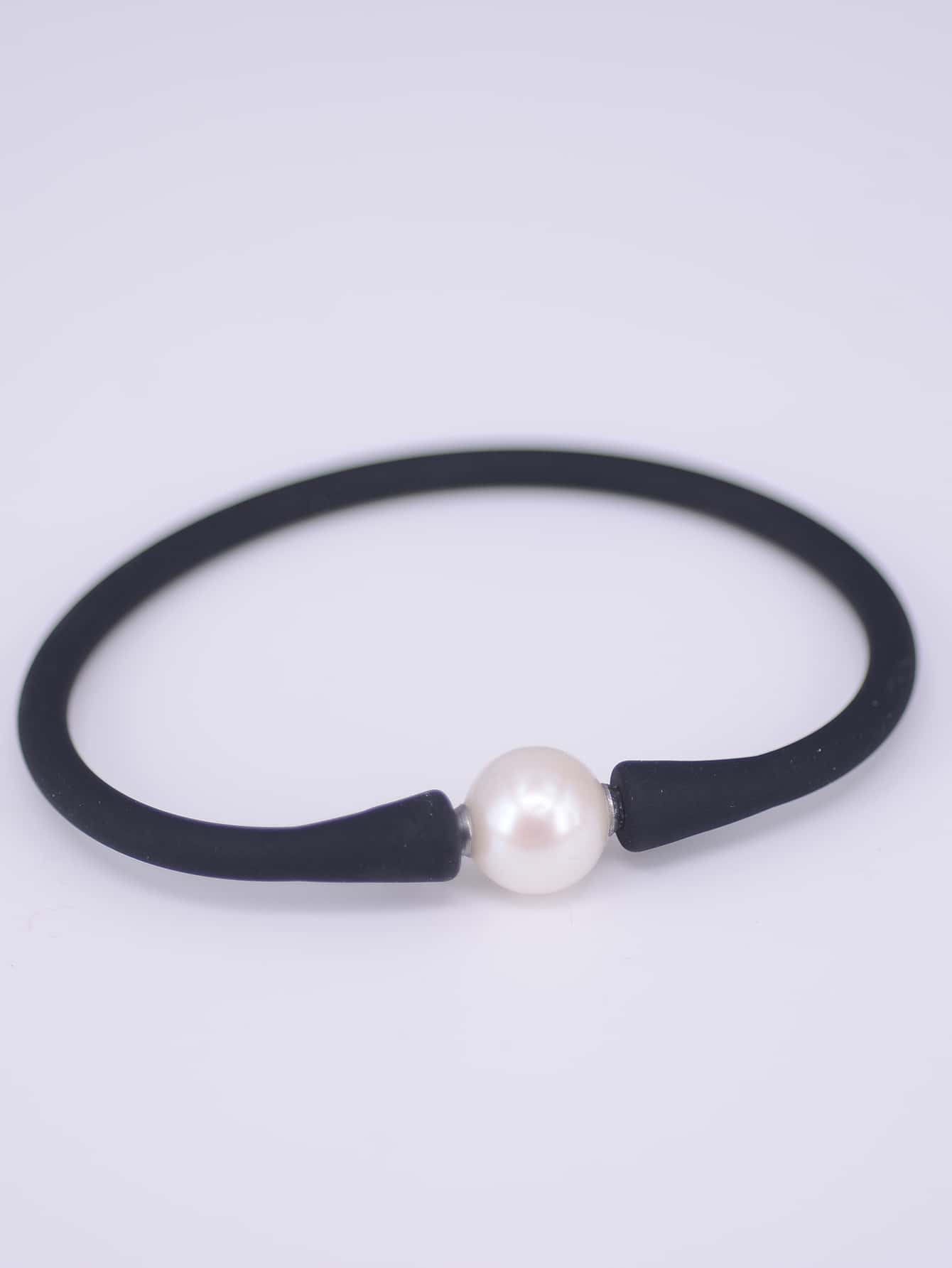 Pulsera Negra Unisex con Perla Cultivada