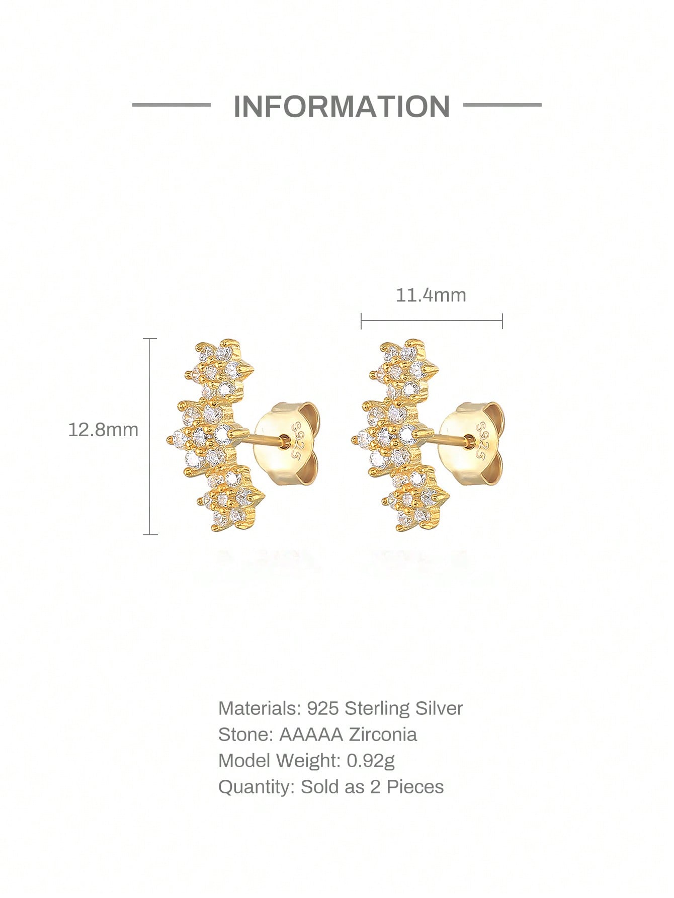 Pendientes de Plata con baño de Oro de 14kl  y Circonia cúbica